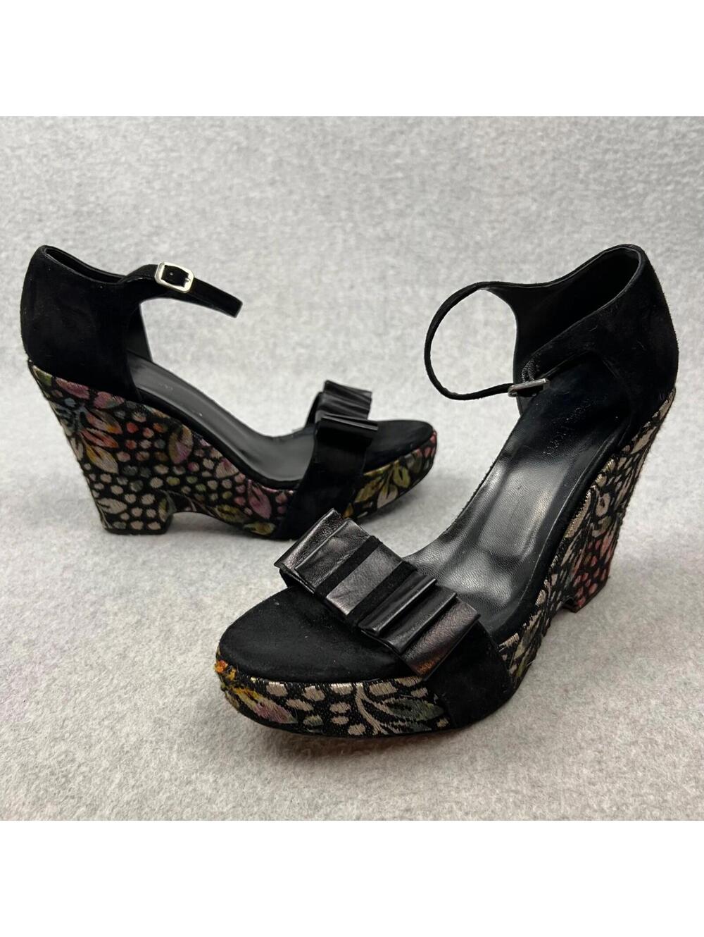 Isabella Whimsygoth Velvet Chunky Wedge Heels Womens Size 8 Suede Leather
